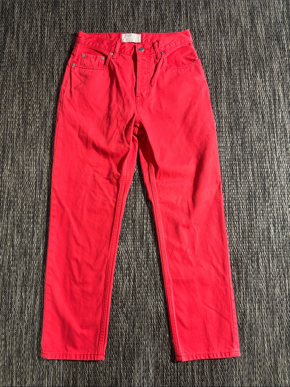 Everlane The Cheeky Straight Leg Jean Button Fly Red Size 26 Crop